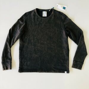 NEW JASON SCOTT SIDE SLIT CREW PULLOVER SWEATSHIRT BLACK CHARCOAL WASH SIZE SM